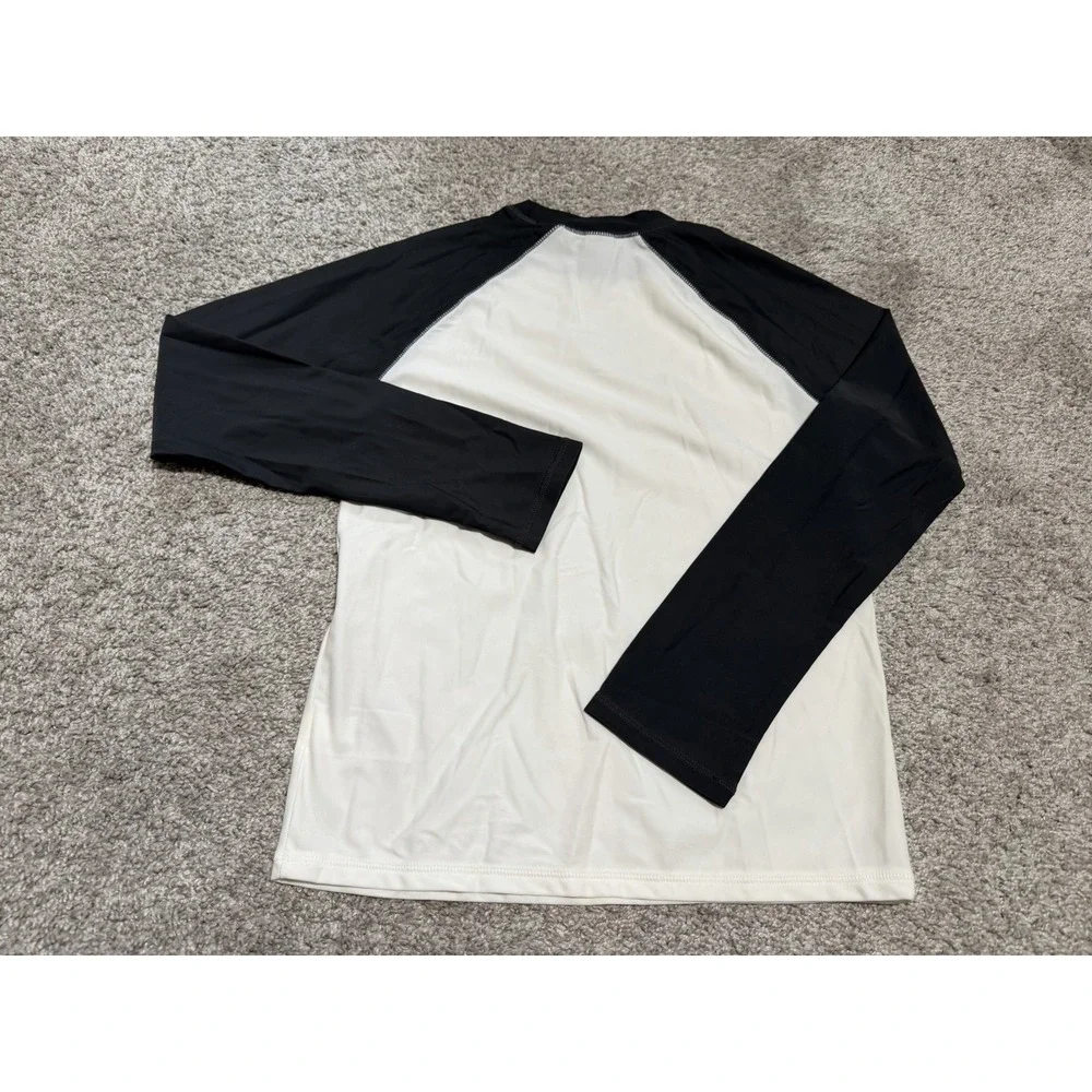 Old Navy Boys Long Sleeve Rash Guard Swim Shirt White/Dark Gray L (10-12)